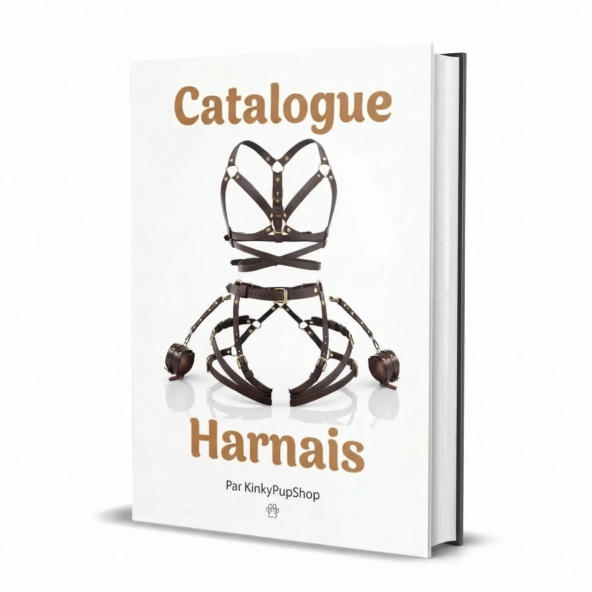 Couverture du catalogue officiel Harnais Petplay KinkyPupShop présentant les baudriers de dressage et de soumission en format PDF
