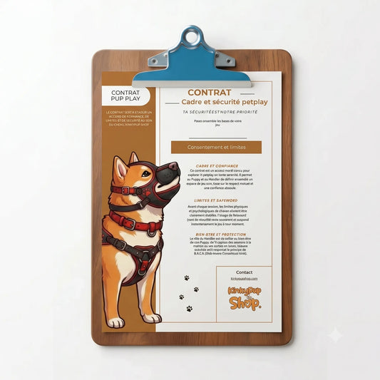 visuel du contrat petplay sur le cadre et la sécurité on y voit le contrat qu'on propose sur le kinkypupshop