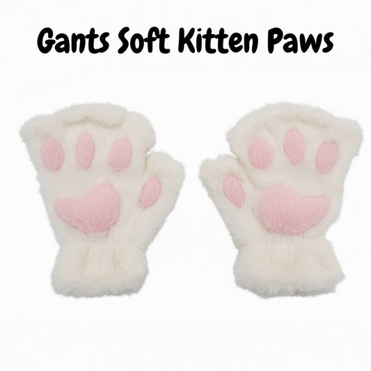 gant soft kitten paws en blanc, pour les session de petplay