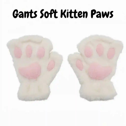 gant soft kitten paws en blanc, pour les session de petplay