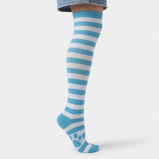 Chaussettes Hautes Rayées à Motifs Pattes - Vêtements Puppy