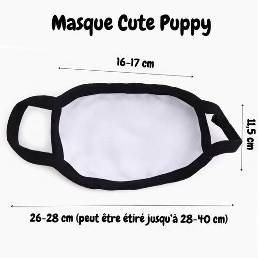 image montrant la taille de nos masque "cute puppy" du kinkypupshop