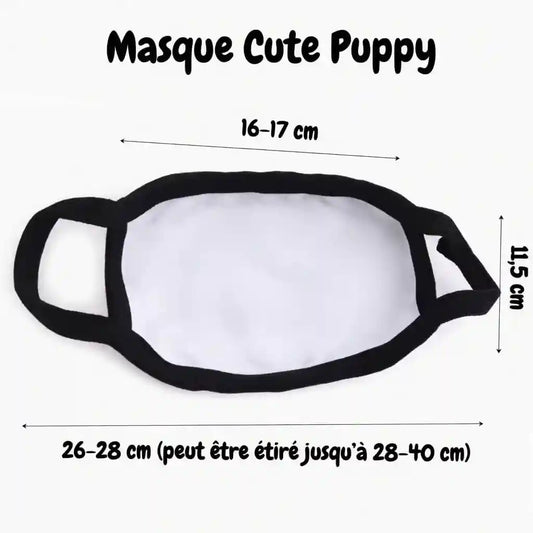 image montrant la taille de nos masque "cute puppy" du kinkypupshop