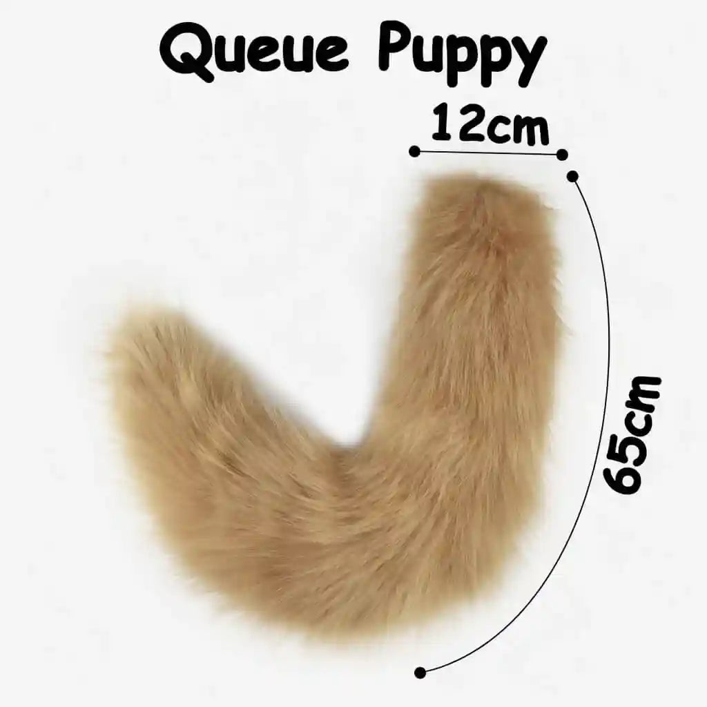 image montrant la "queue puppy" du kinkypupshop, on voit la queue et avec, sa taille