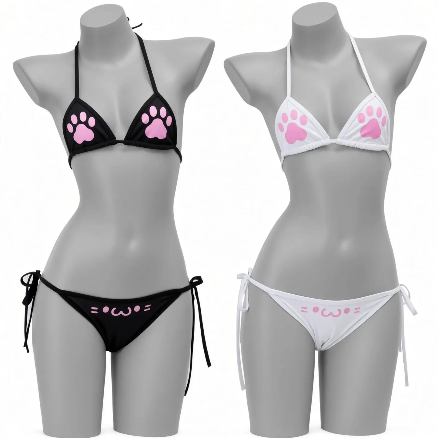 visuel des 2 bikini patte de chat qu'on propose sur le kinkypupshop 