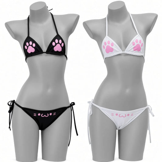 visuel des 2 bikini patte de chat qu'on propose sur le kinkypupshop 