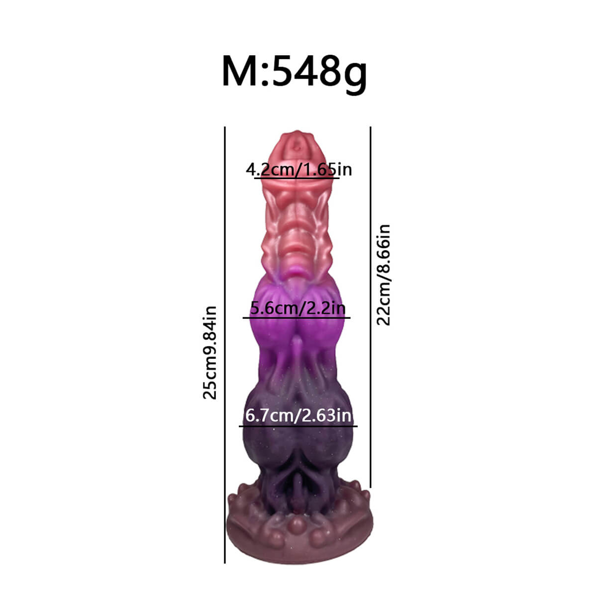 image avec les caractéristique du gode alpha beast en taille M