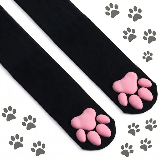 chaussette haute, cute paws avec les coussinets en 3D, pour des séances de petplay