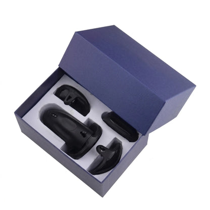 Coffret de rangement bleu pour cage de chasteté électrique Shock Pup avec ses anneaux conducteurs.