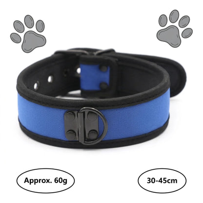 Collier petplay Alpha Collar en néoprène bleu électrique avec anneau de fixation pour laisse.