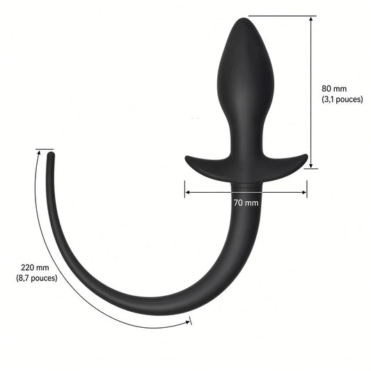 Schéma technique et dimensions du plug petplay Curve Tail : bulbe de 31 mm, longueur insérable de 80 mm et queue de 220 mm.