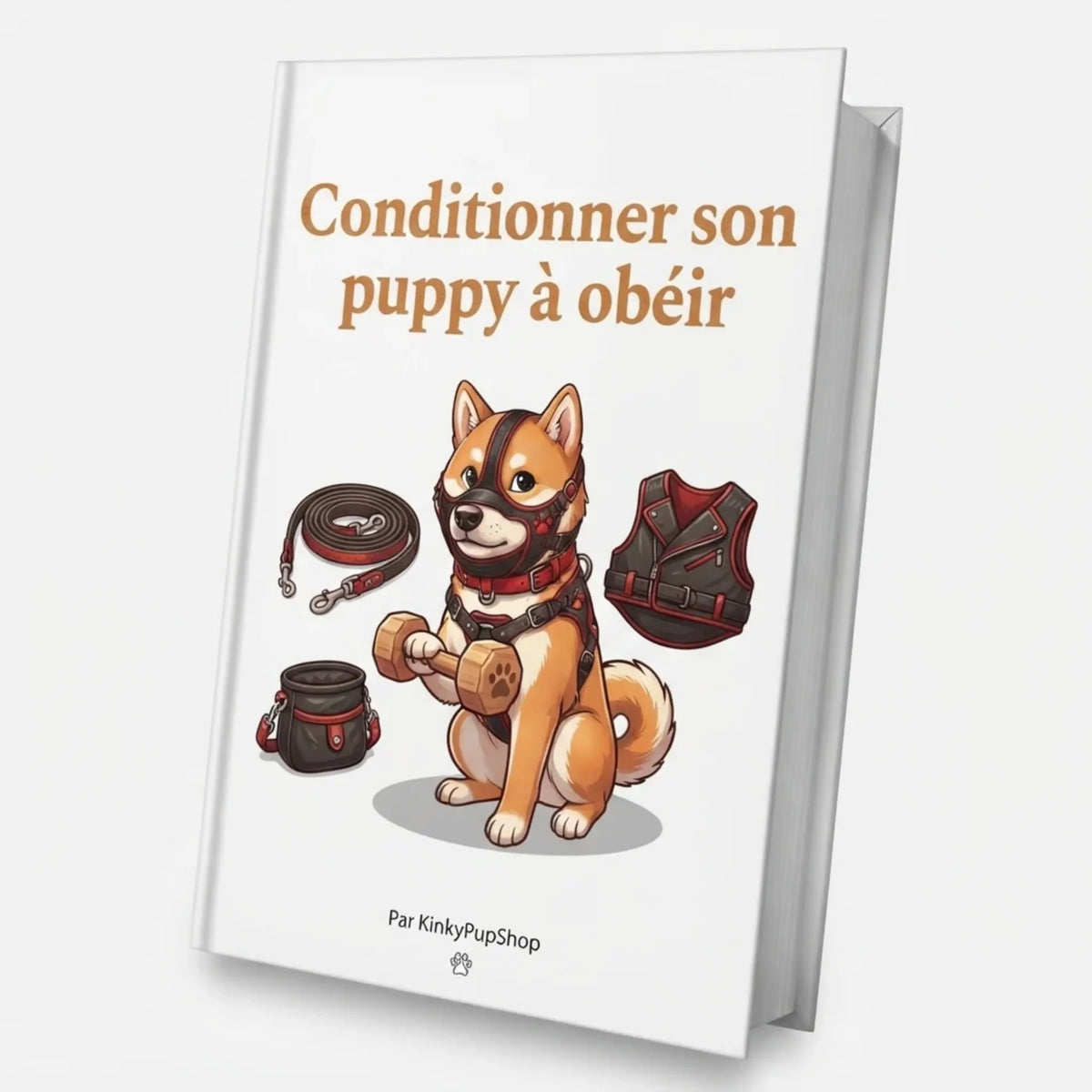 Couverture du livre numérique e-book PDF Conditionner son puppy à obéir présentant les méthodes de dressage petplay et ordres fondamentaux pour chiot KinkyPupShop.