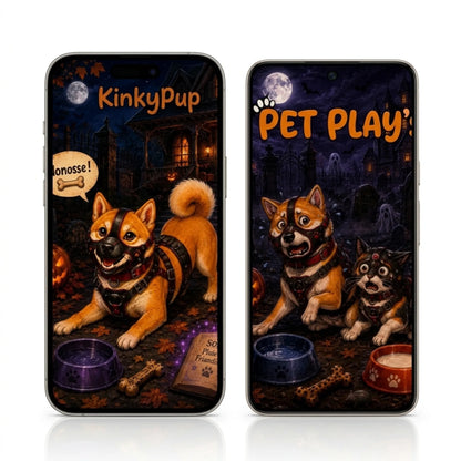 visuel des fonds d'écran petplay pour halloween du kinkypupshop