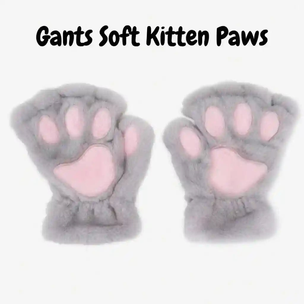 image de nos gants gris effet kitten patte de chat du kinkypupshop