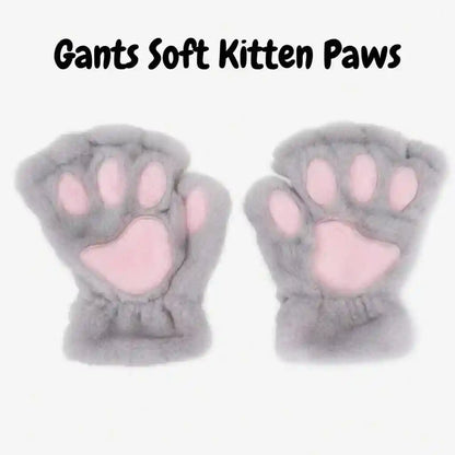 image de nos gants gris effet kitten patte de chat du kinkypupshop