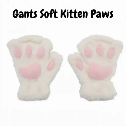 gant soft kitten paws en blanc, pour les session de petplay