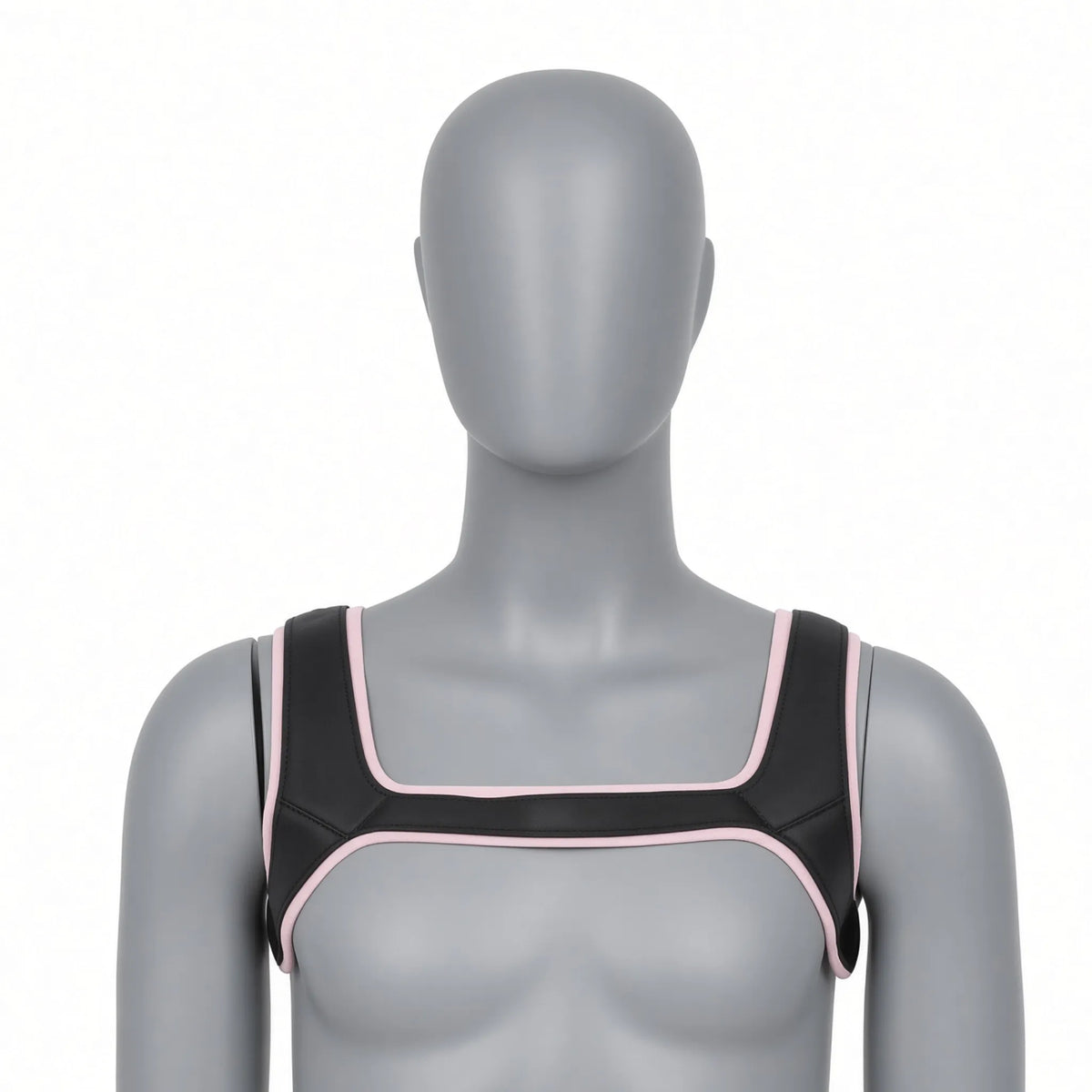 Harnais de poitrine souple Alpha Harness noir et rose pour tenue de soumission puppy play KinkyPupShop.