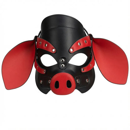visuel du hood pig noir et rouge du kinkypupshop