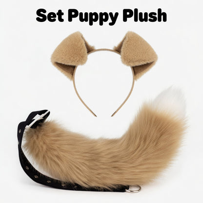Set Puppy "Plush" – Oreilles & Queue à Sangle