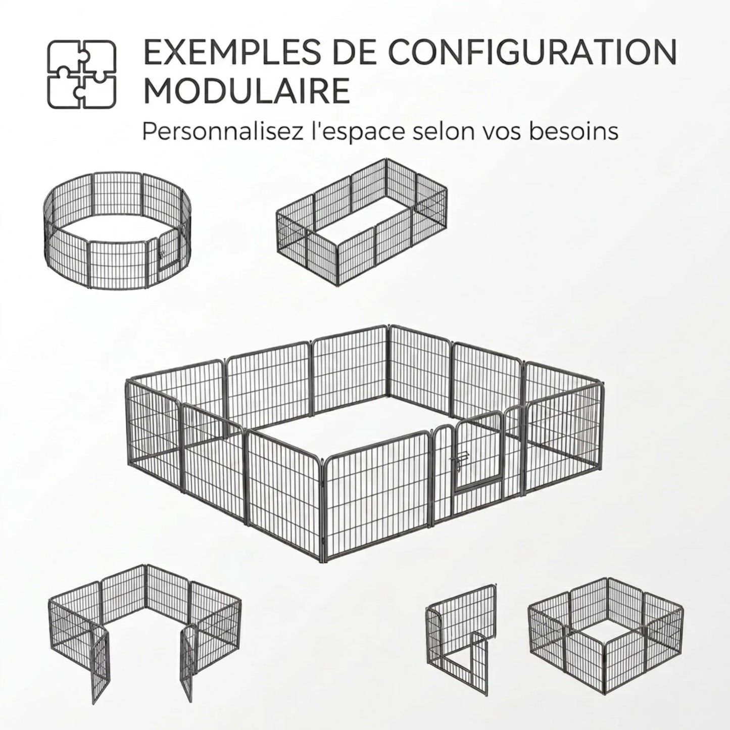 les différentes configuration de l'enclos petplay puppy kennel