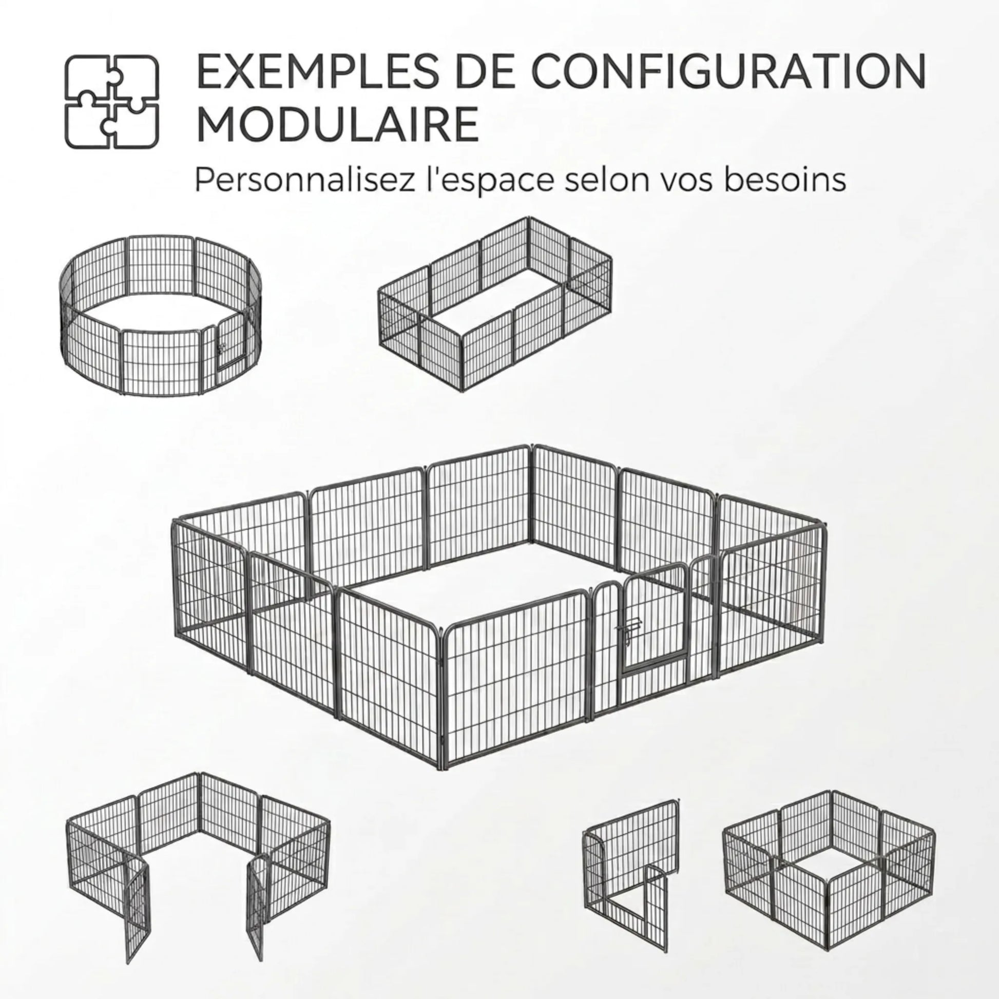 les différentes configuration de l'enclos petplay puppy kennel