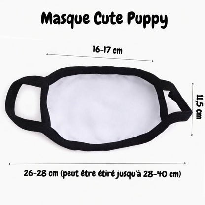 image montrant la taille de nos masque "cute puppy" du kinkypupshop