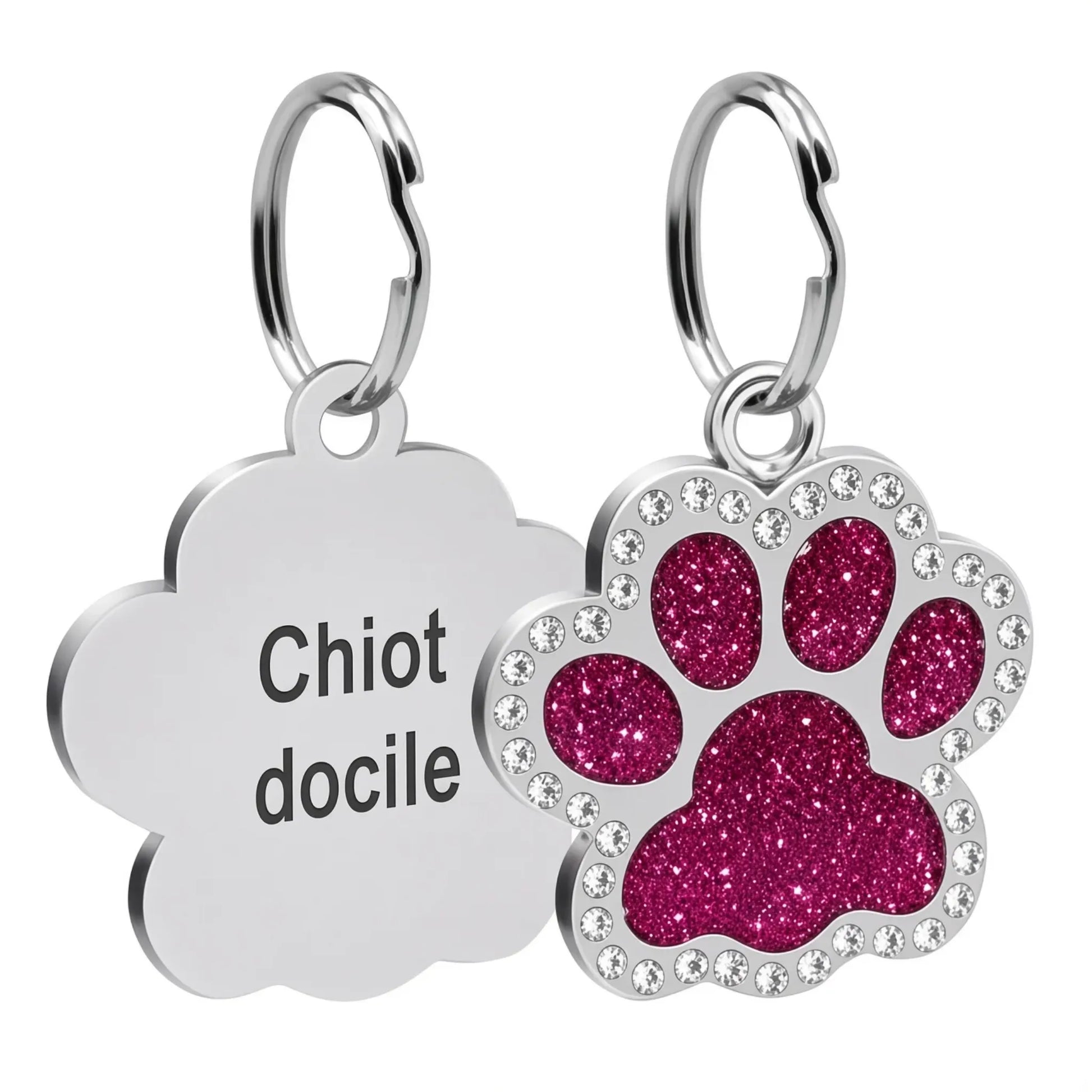visuel de la médaille puppyplay personnalisable en rose foncé