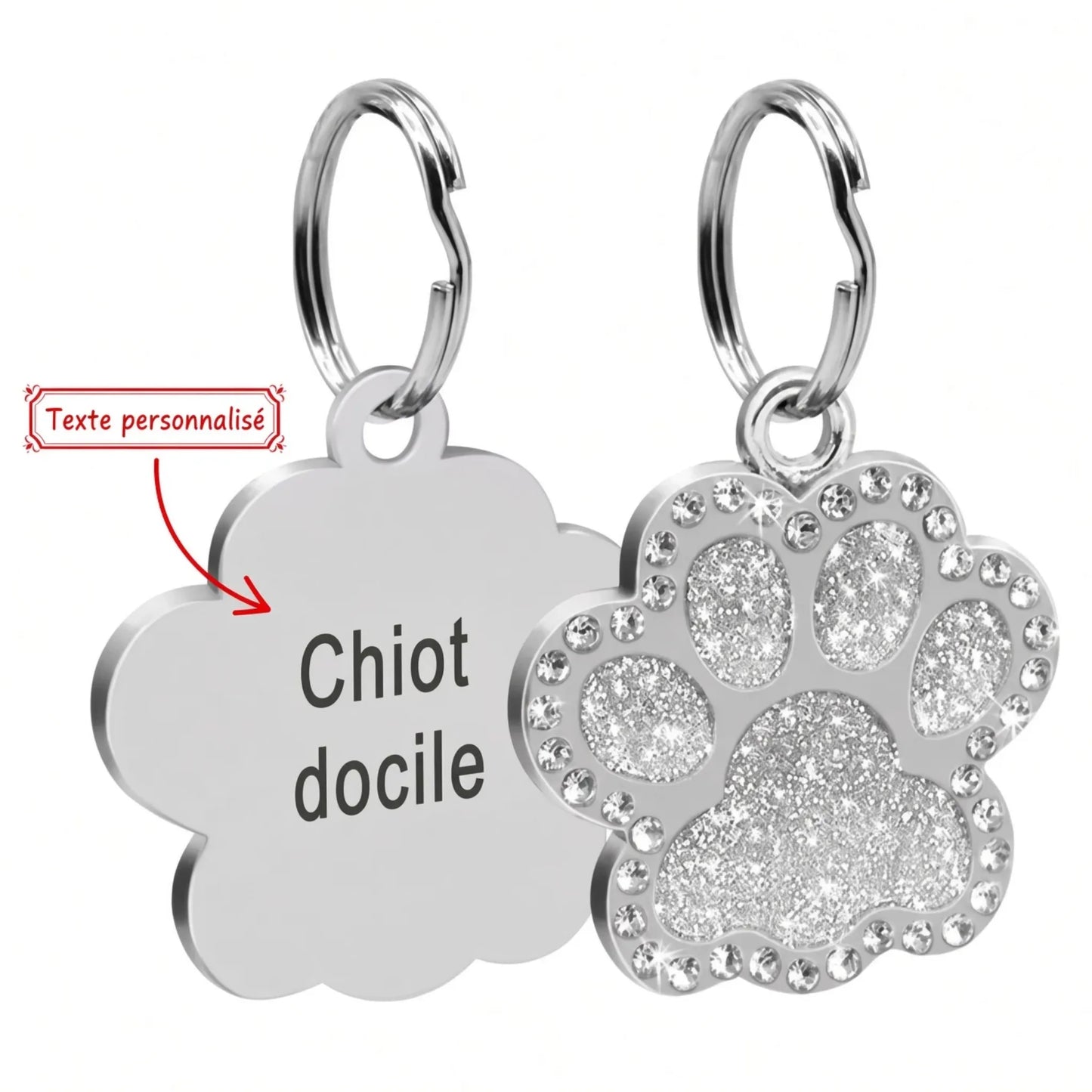 on y voit le médaille de face et de dos en gris avec l'inscription pour le puppy play