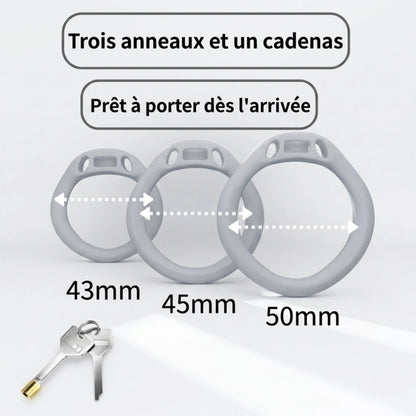 Kit de 3 anneaux ergonomiques pour cage Sharky aux tailles 43 mm, 45 mm et 50 mm avec clé de verrouillage.