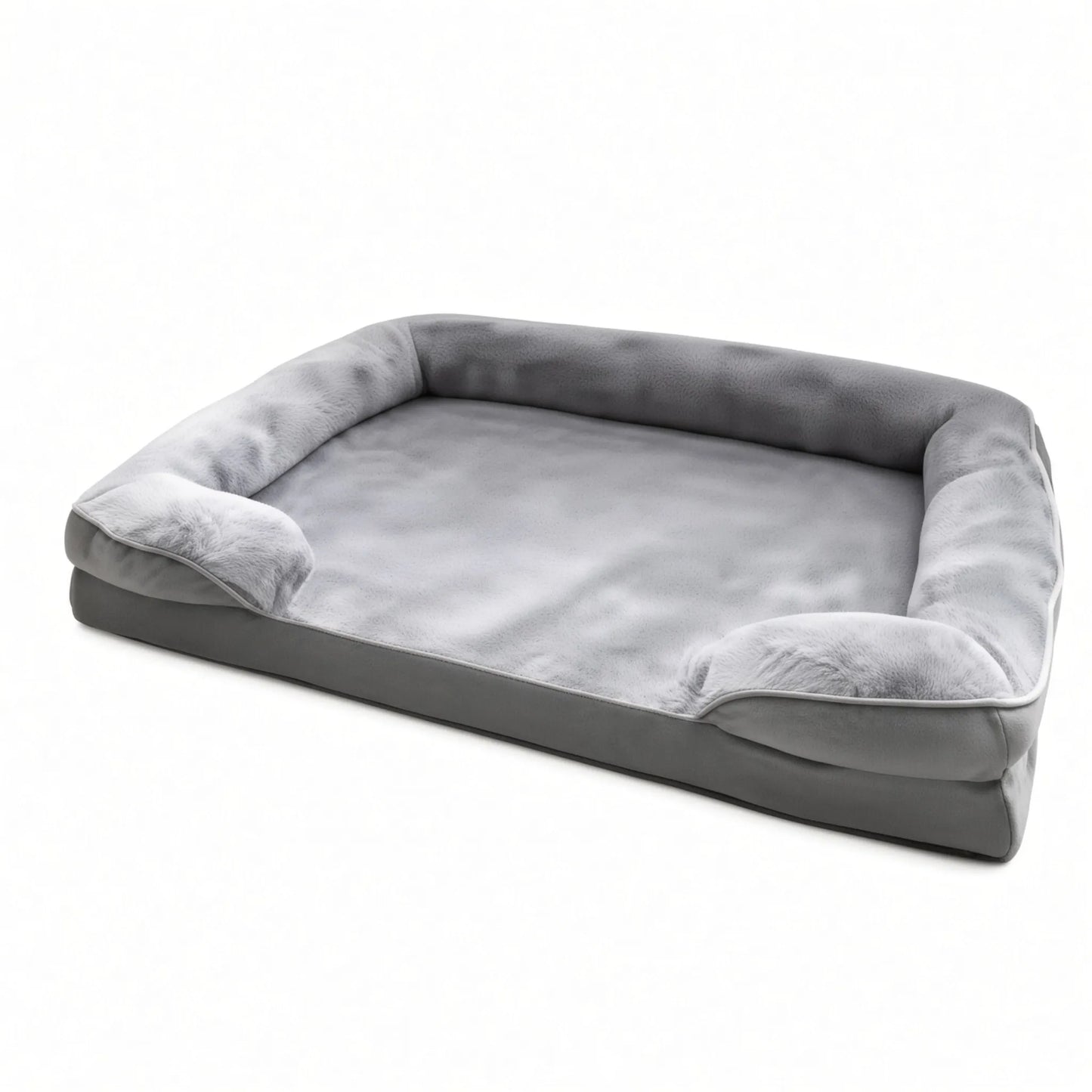 visuel du panier kennel puppy du kinkypupshop, il est gris, moelleux et adapter pour le petplay