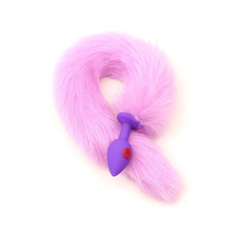 visuel de notre plug kitten violet avec une queue de kitten rose fixé dessus