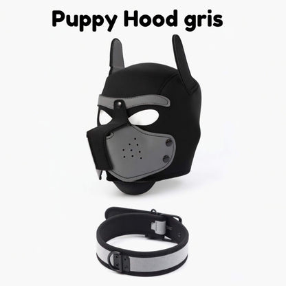 image du puppy hood en gris, le hood est en néoprène