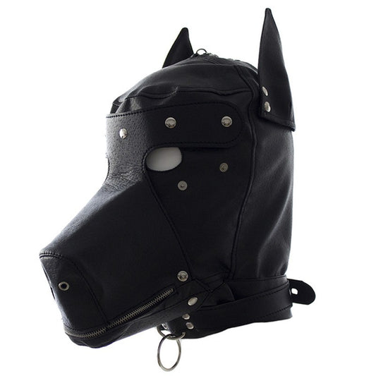 image du gear bdsm un puppy hood en cuir du kinkypupshop, gear pour le petplay