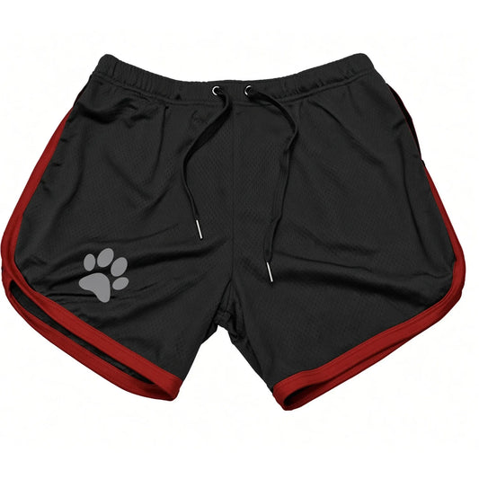 Vêtement petplay Alpha Shorts noir avec bordures rouges contrastées et cordon de serrage pour tenue de meute.