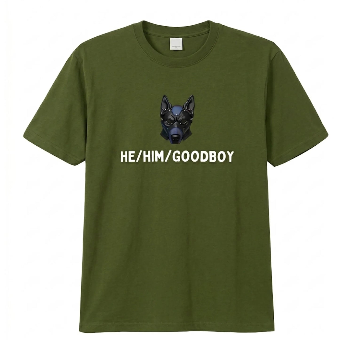 vêtement petplay en vert, tshirt puppyplay avec un puppyhood dessus