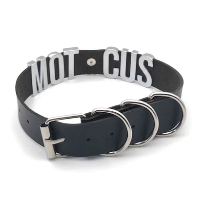 image de l'arrière du collier personnalisable du kinkypupshop idéal pour le petplay