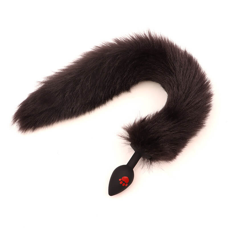 visuel de produit de notre plug kitten, en noir avec une queue de kitten noir fixé à la base du plug, parfait pour les séance de petplay
